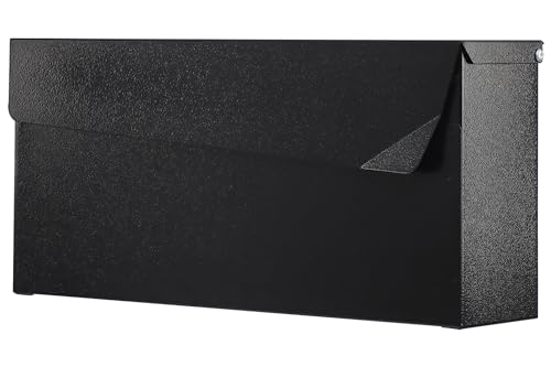 KYODOLED WallMount MailboxLarge Capacity Mail BoxGalvanized Steel RustProof Metal Post BoxMailboxes for Outside1456 x7 x413 Black