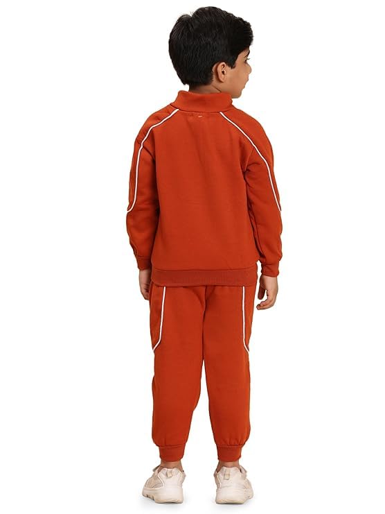 Ameeha Kids Winter Tracksuit Set Half-Zip Jacket and Joggers with Sling Bag (IN, Age, 4 Years, 5 Years, Orange) - Image 2