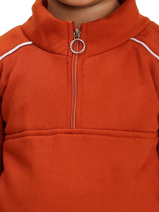 Ameeha Kids Winter Tracksuit Set Half-Zip Jacket and Joggers with Sling Bag (IN, Age, 4 Years, 5 Years, Orange) - Image 3