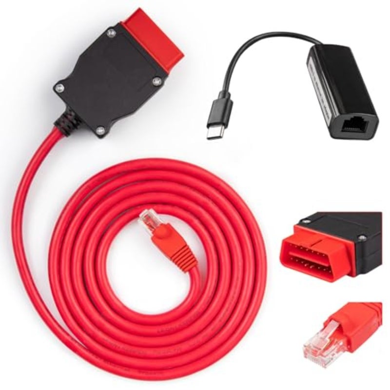 كابل ENET Obd2 لترميز سلسلة BMW F G i، كابل إيثرنت بطول 6.5 قدم إلى obdii مع محول USB-C لبرنامج BMW E-SYS ISTA+ - Image 1