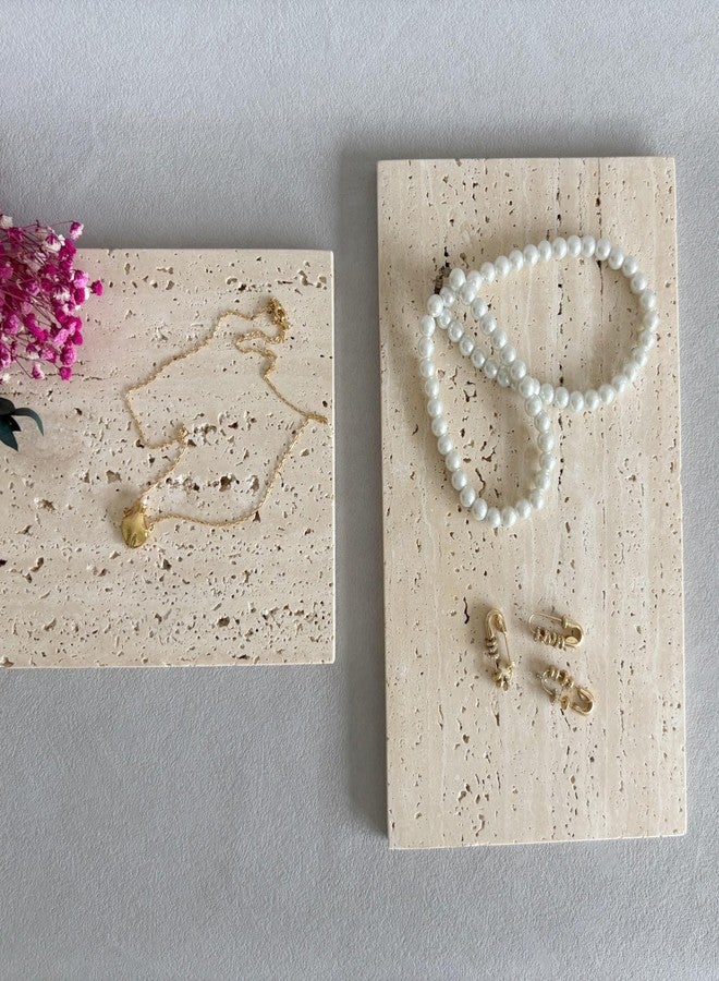 StonePlus Hole Stone Right Angle Small Marble Slab Surface Plate with Non-Slip Mat Decorative Tray for Home (9.84x5.9x0.39) - Image 3
