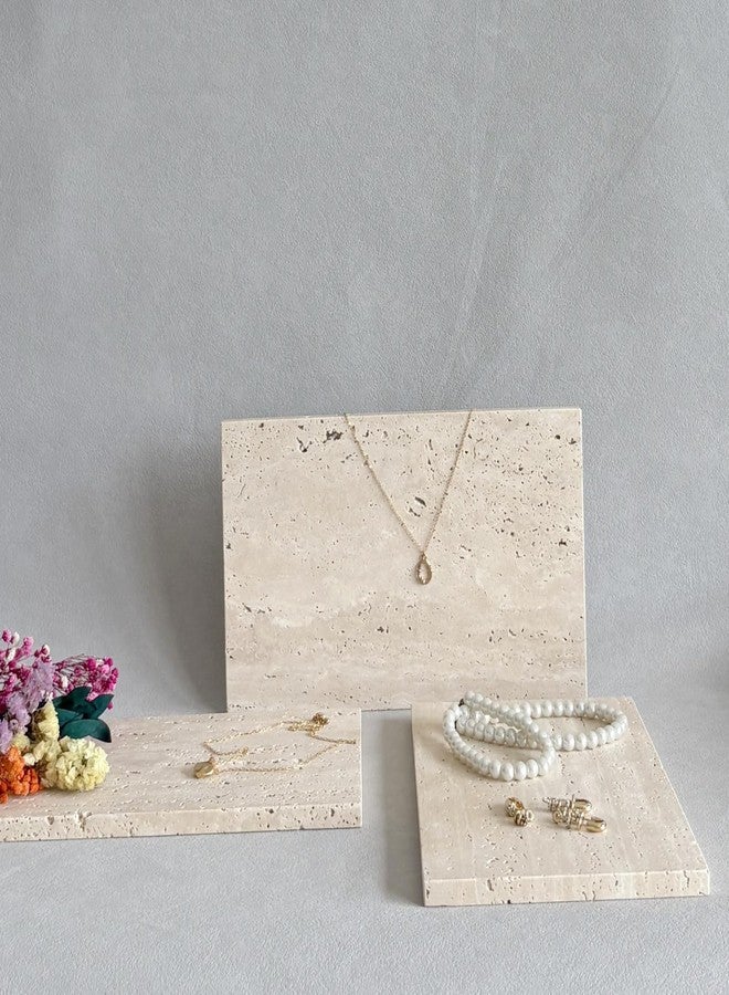 StonePlus Hole Stone Right Angle Small Marble Slab Surface Plate with Non-Slip Mat Decorative Tray for Home (9.84x5.9x0.39) - Image 2