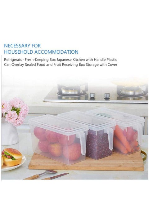 Food Storage Boxes With Lids Freezer Safe 3 Pcs 4.7L Large Plastic Kitchen Refrigerator Stackable Food Fruit Storage Containers With Handle(Assorted colours)