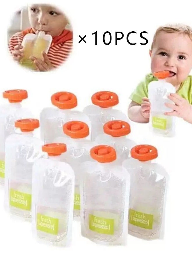 Squeeze Pouches, Simple Modern Baby Food Squeeze Pouches Reusable Yogurt Pouches for Kids, Washable Freezer, Make Homemade Organic Food for Babies/Toddlers(10 Pcs) - Image 1