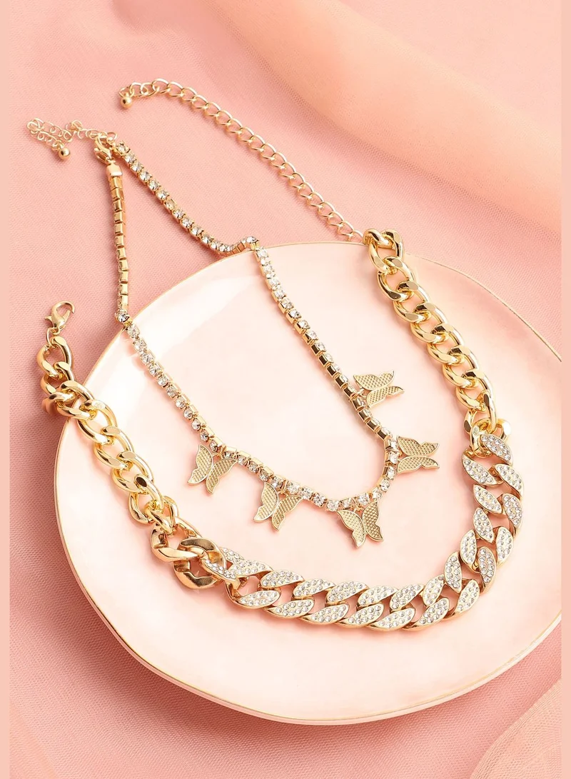SOHI Gold Plated Designer Stone Casual Necklace For Women
