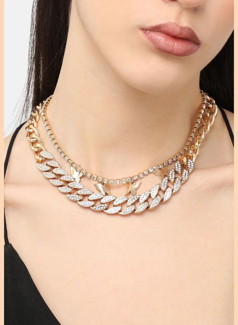 SOHI Gold Plated Designer Stone Casual Necklace For Women