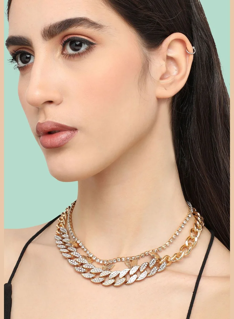 SOHI Gold Plated Designer Stone Casual Necklace For Women