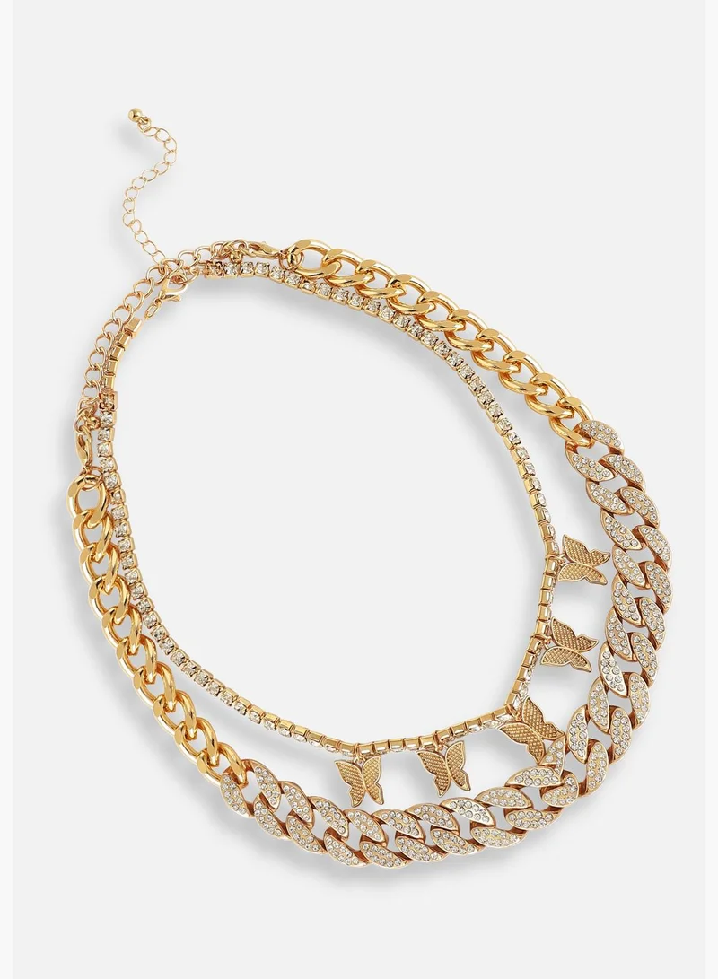 SOHI Gold Plated Designer Stone Casual Necklace For Women