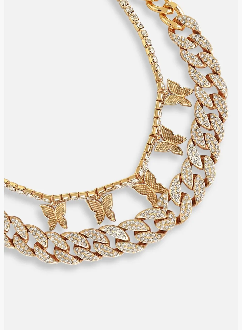 SOHI Gold Plated Designer Stone Casual Necklace For Women