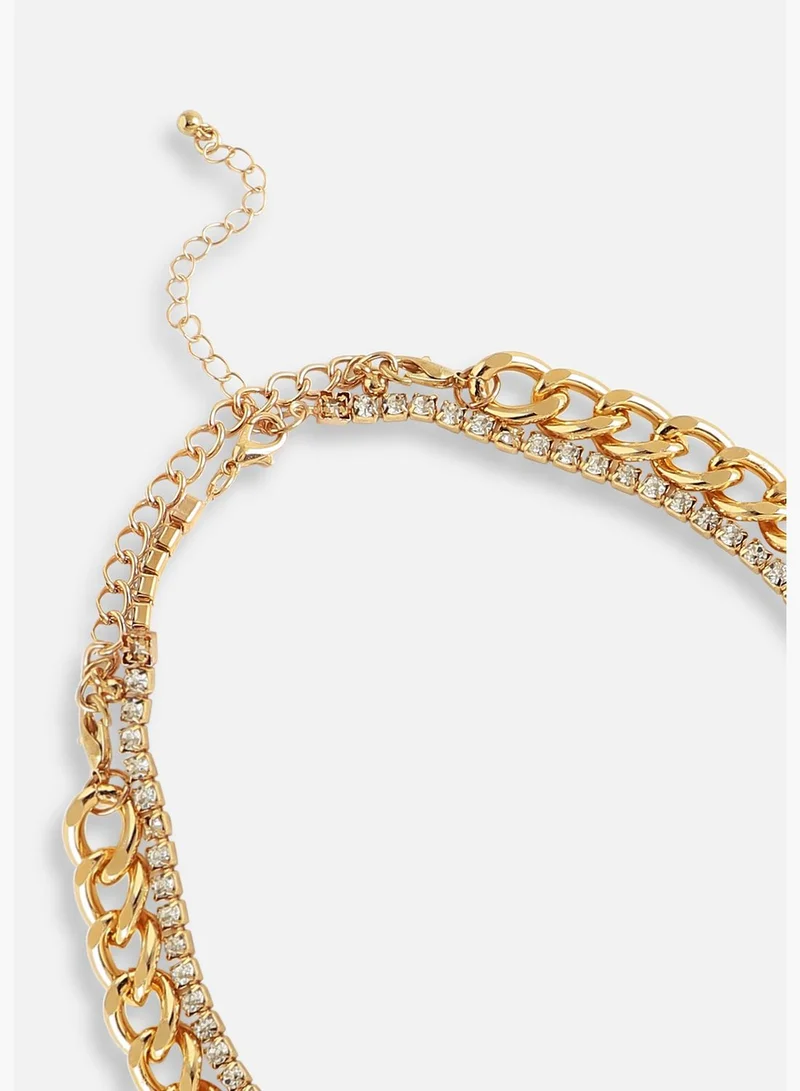 SOHI Gold Plated Designer Stone Casual Necklace For Women