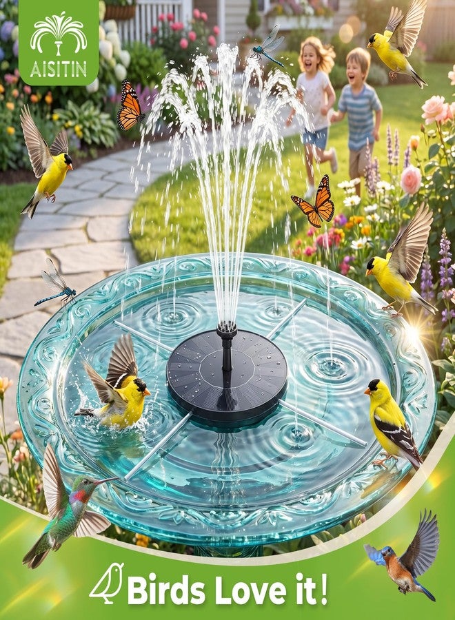AISITIN Solar Bird Bath Fountain with 6 Nozzles, Solar Powered Floating Water Fountain Pump for Bird Bath, Pond, Pool, Garden, Fish Tank and Outdoor - Image 2