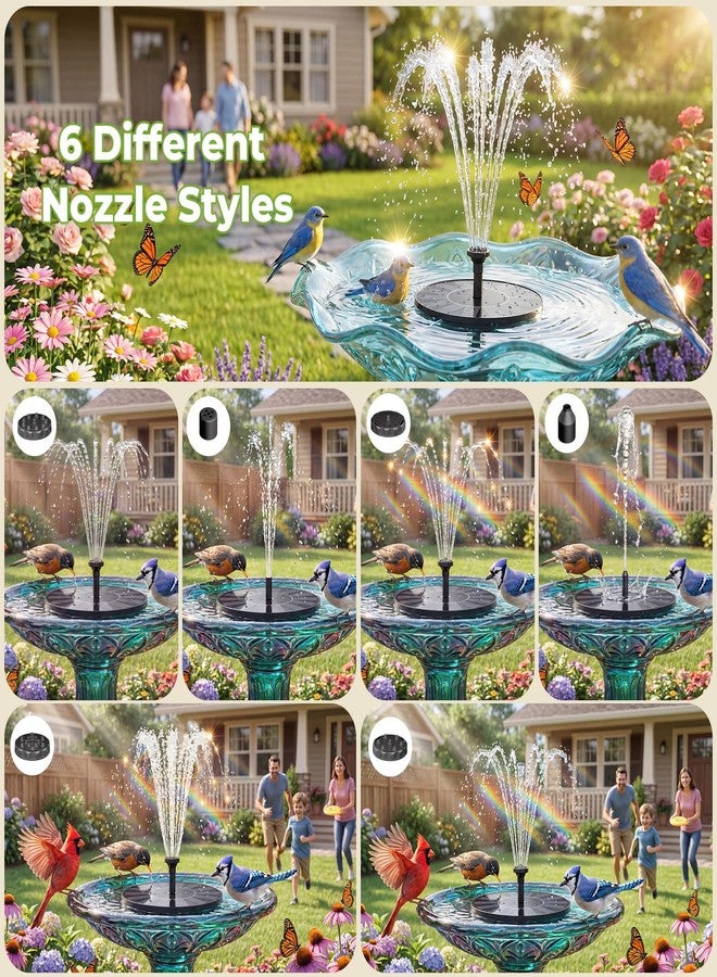 AISITIN Solar Bird Bath Fountain with 6 Nozzles, Solar Powered Floating Water Fountain Pump for Bird Bath, Pond, Pool, Garden, Fish Tank and Outdoor - Image 4