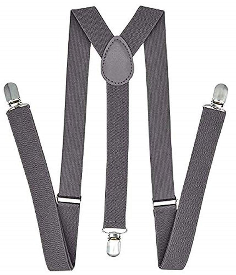 V4U Men's Solid Suspender (Dark Grey, Free Size) - Image 1