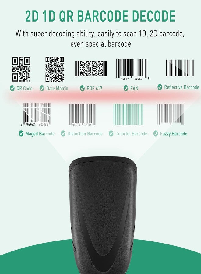 JRHC Barcode Scanner,USB Wired QR Bar Code Scanner 2D Handheld Inventory Scanner Automatic UPC EAN Reader Library Book Scanner for Mobile Payment Store Supermarket Warehouse - Image 4