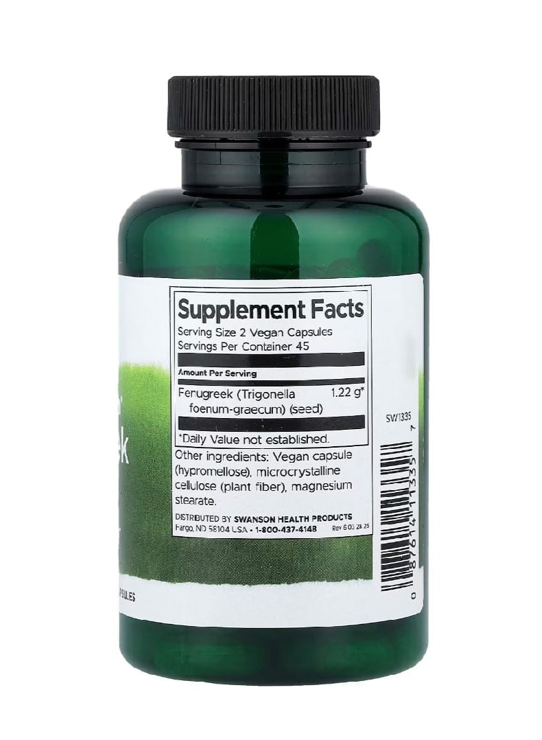 سوانسون بذور الحلبة كاملة الطيف 90 كبسولة نباتية (610 ملغ لكل كبسولة) - Image 2