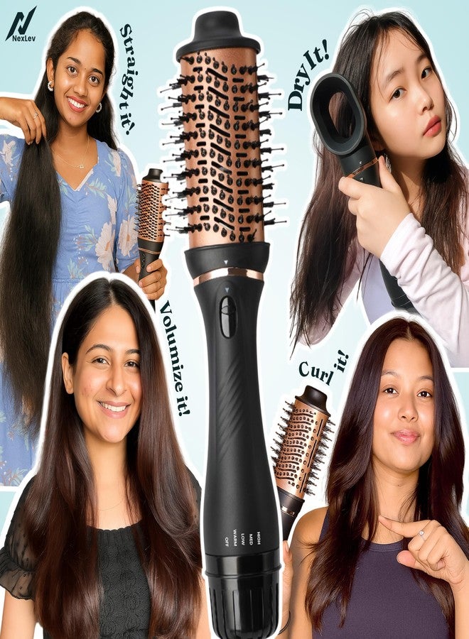 NexLev Ionic 3 in 1 Hot Air Brush|1.5 Inch Barrel |Volumizer Blow Dryer & Styler|Ceramic Tourmaline Coated for Heat Protection|1200W|Dual Bristle for Tangle Free Styling|Salon Like Styles at Home|V-03 - Image 2
