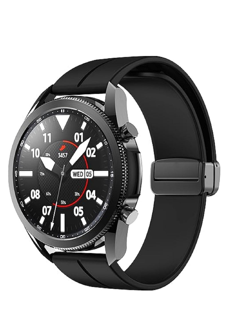 22MM Straps Compatible with Huawei Watch GT5(46MM)/GT4(46MM)/GT3(46MM)/GT3 Pro(46MM)/GT2(46MM)/GT2e(46MM)/GT/GT Runner Huawei Watch 4/4 Pro/3/3 Pro  Honor Watch 4 Pro/GS3/Magic Watch 2 Soft Silicone Band With Magnetic Buckle for Men  Women  Black - Image 1