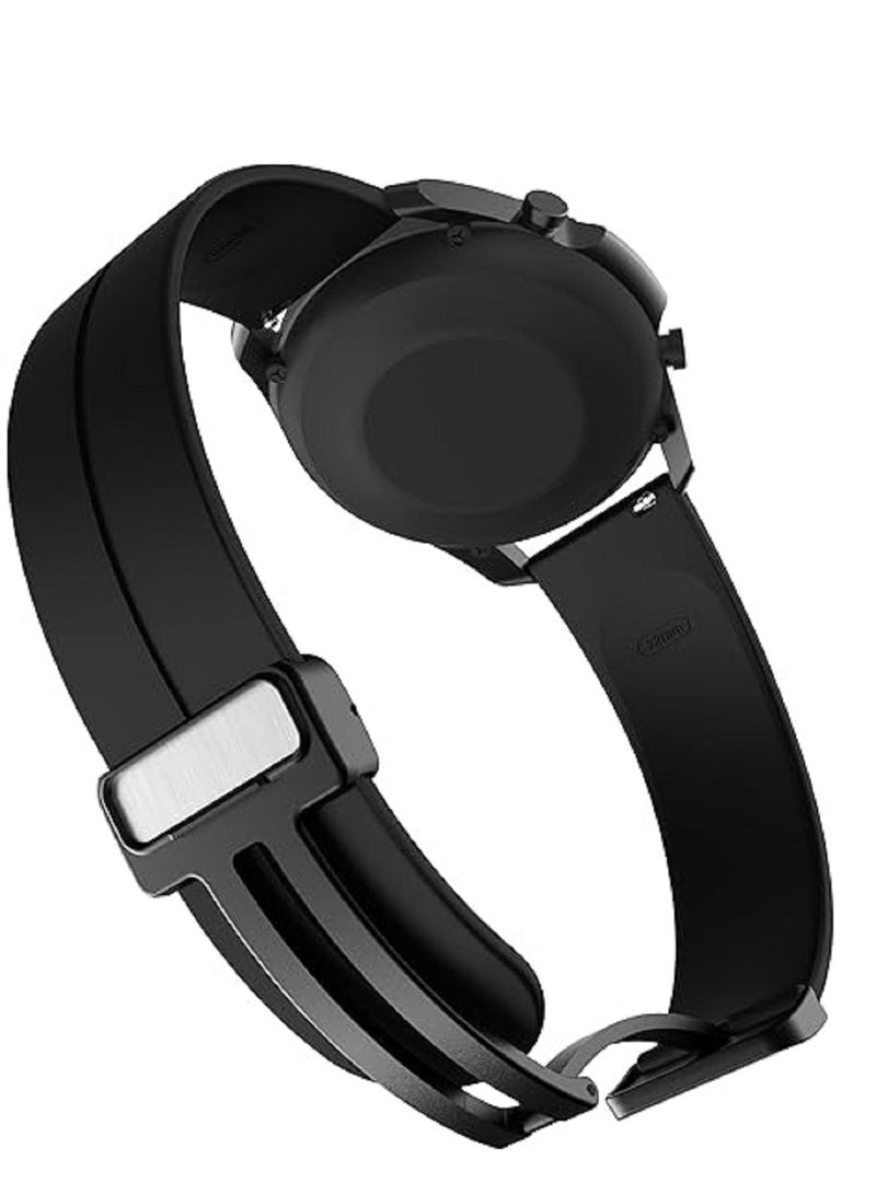 22MM Straps Compatible with Huawei Watch GT5(46MM)/GT4(46MM)/GT3(46MM)/GT3 Pro(46MM)/GT2(46MM)/GT2e(46MM)/GT/GT Runner Huawei Watch 4/4 Pro/3/3 Pro  Honor Watch 4 Pro/GS3/Magic Watch 2 Soft Silicone Band With Magnetic Buckle for Men  Women  Black - Image 2