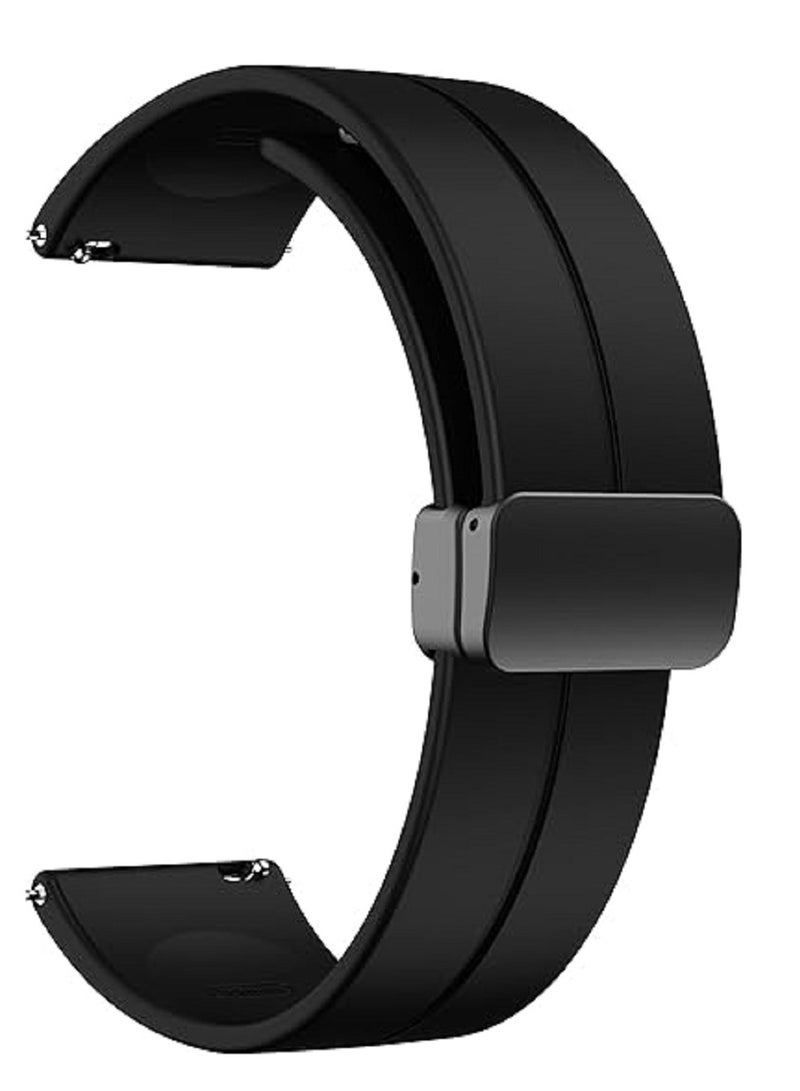 22MM Straps Compatible with Huawei Watch GT5(46MM)/GT4(46MM)/GT3(46MM)/GT3 Pro(46MM)/GT2(46MM)/GT2e(46MM)/GT/GT Runner Huawei Watch 4/4 Pro/3/3 Pro  Honor Watch 4 Pro/GS3/Magic Watch 2 Soft Silicone Band With Magnetic Buckle for Men  Women  Black - Image 3