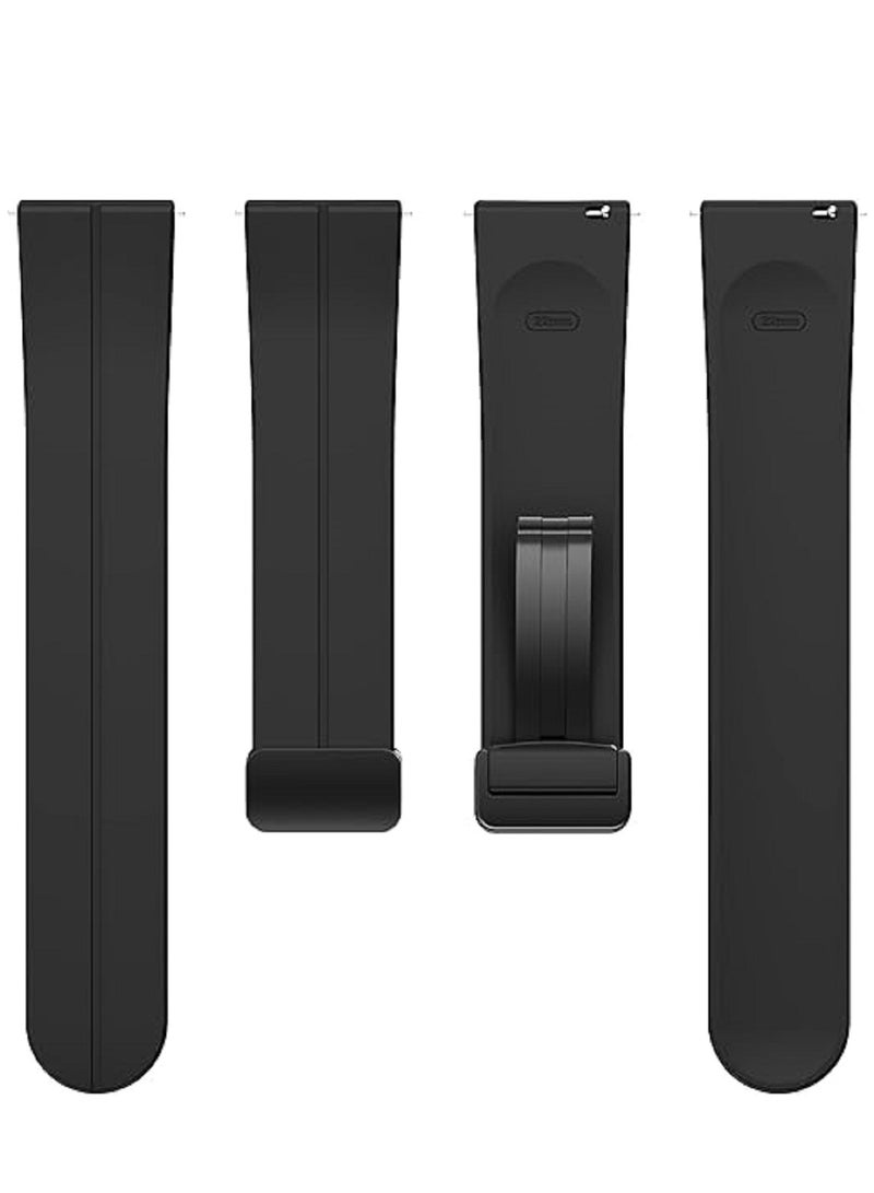 22MM Straps Compatible with Huawei Watch GT5(46MM)/GT4(46MM)/GT3(46MM)/GT3 Pro(46MM)/GT2(46MM)/GT2e(46MM)/GT/GT Runner Huawei Watch 4/4 Pro/3/3 Pro  Honor Watch 4 Pro/GS3/Magic Watch 2 Soft Silicone Band With Magnetic Buckle for Men  Women  Black - Image 4