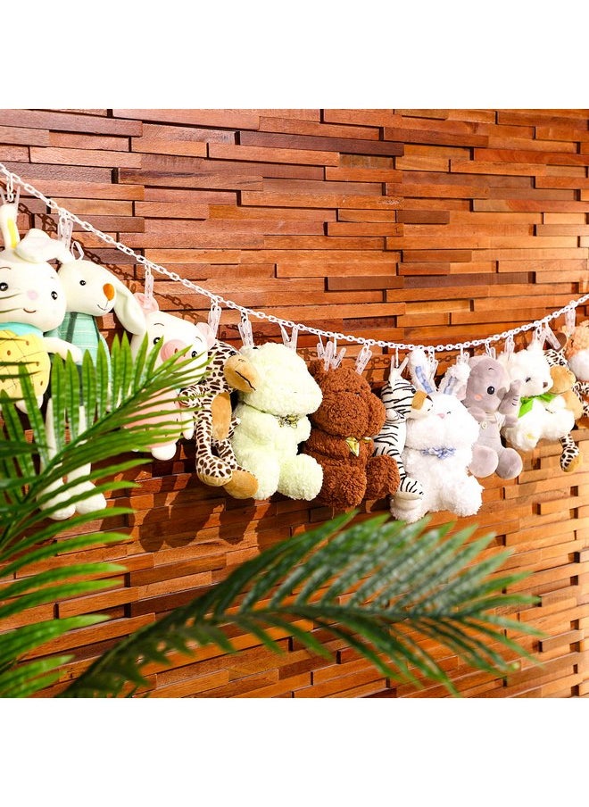 Blulu Blulu Plastic Toy Chain Organizer Stuffed Animal Storage Chain with 20 Pcs Plastic Clips 2 Pcs Ceiling Hook and 2 Pcs Door Hook for Hanging Plush Toys Hats Socks and Holiday Cards (White Clip)  - Image 4