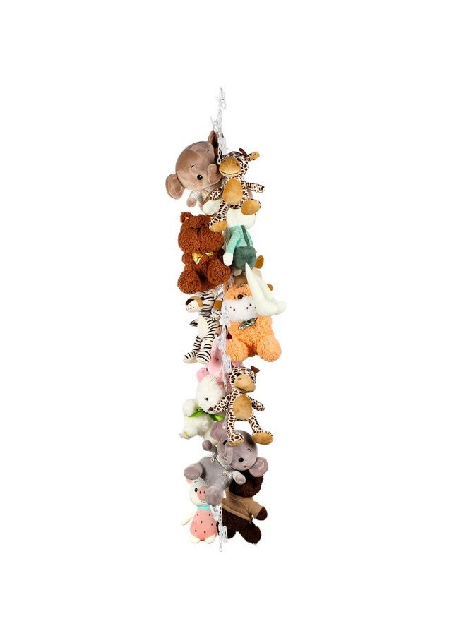 Blulu Blulu Plastic Toy Chain Organizer Stuffed Animal Storage Chain with 20 Pcs Plastic Clips 2 Pcs Ceiling Hook and 2 Pcs Door Hook for Hanging Plush Toys Hats Socks and Holiday Cards (White Clip)  - Image 1