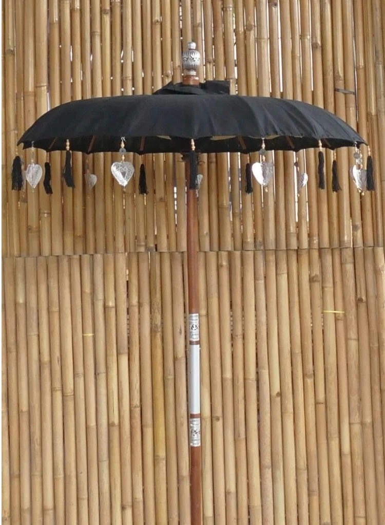 ماركة غير محددة Bali Umbrella Black With Metal Coins And Silvers Hearts 
