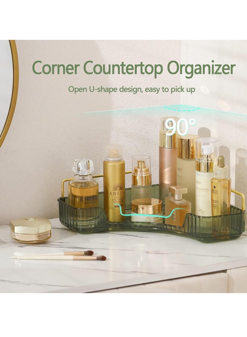 شاربدو منظم عداد الحمام بزاوية 90 درجة، صواني الزينة لرف تخزين مستحضرات التجميل للعناية بالبشرة، منظم العطور ومستحضرات التجميل، سطح الطاولة، رف توابل المطبخ - Image 5