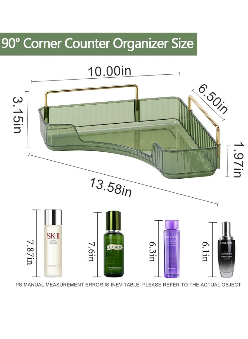 شاربدو منظم عداد الحمام بزاوية 90 درجة، صواني الزينة لرف تخزين مستحضرات التجميل للعناية بالبشرة، منظم العطور ومستحضرات التجميل، سطح الطاولة، رف توابل المطبخ - Image 4