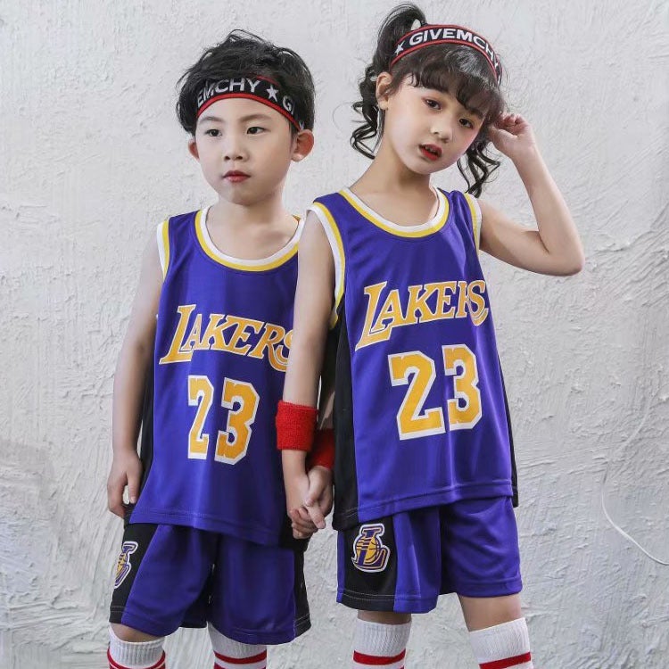 Generic Childrens Summer Basketball Suit Sportswear Set Purple