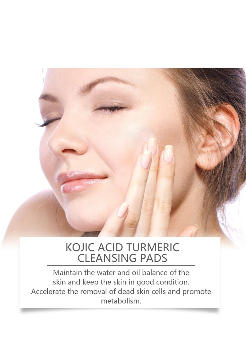 KOJIC ACID Turmeric Cleansing Pads, Kojic Acid and Turmeric Cleansing Pads for Face and Body Remove Excess Keratin,Reduce black spots and cleanse the skin 40PCS  - Image 5