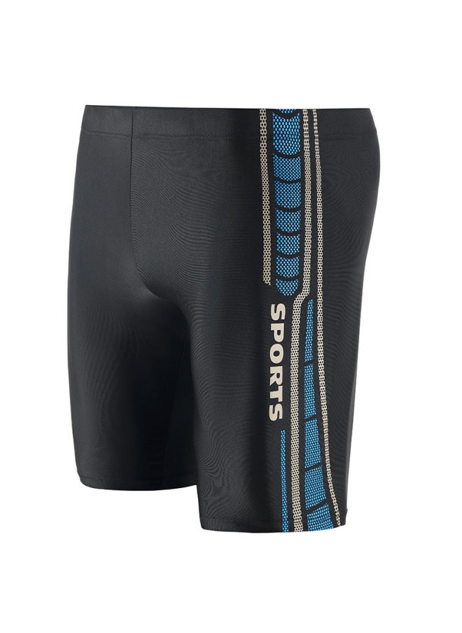 Generic - 2025 Men's Boxer Anti-embarrassment Swimming Trunks Quick-drying Professional Racing Hot Spring Plus Size Five Swimming Trunks Wholesale-Color:2505-blue- - Image 1