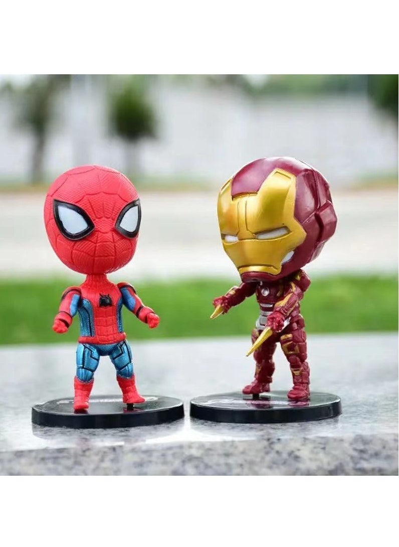 6-piece Marvel and DC action figure set, Avengers, Captain America, Iron Man, Thor,  Batman, Superman action figures, anime character collection set suitable for car and table