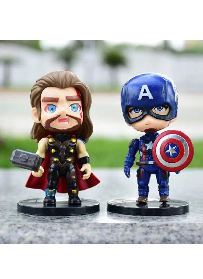 6-piece Marvel and DC action figure set, Avengers, Captain America, Iron Man, Thor,  Batman, Superman action figures, anime character collection set suitable for car and table