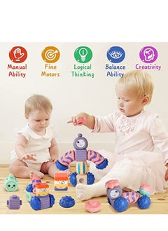 Beauenty 16 قطعة مكعبات بناء ناعمة للأطفال ألعاب التراص ألعاب حمام حسية للأطفال  - Image 2