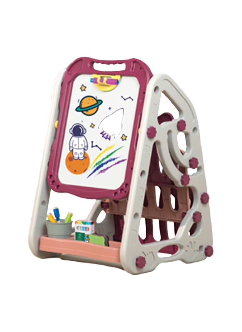 Little Story Double Sided Multifunctional Magnetic Drawing/Learning Board wt Book Shelf - Pink  - Image 1