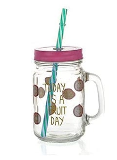 Jar With Lid And Straw Multicolour 450 ML