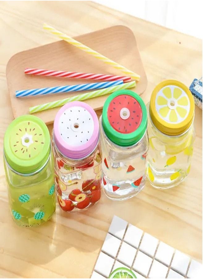 Generic - Jar With Lid And Straw Multicolour 450 ML - Image 1