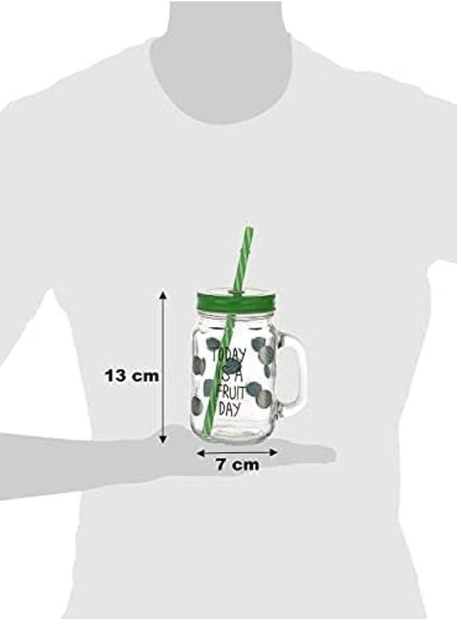 Generic - Jar With Lid And Straw Multicolour 450 ML - Image 1