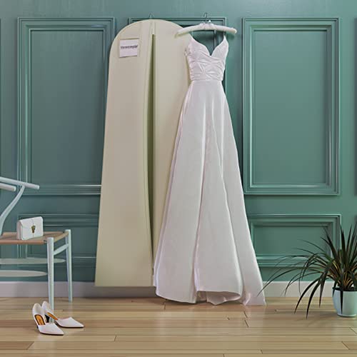 HANGERWORLD 72inch Breathable Wedding Gown Long Dress Hanging Garment Bag Cover for Closet Storage (Ivory) - Image 2