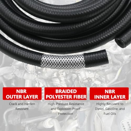 Byredio 5/16 Fuel Injection Hose -10ft High Pressure Transmission Cooler Hose Line 300PSI for Gas/Diesel/Oil/Vacuum/Marine/Boat/Hydraulic (20FT) - Image 4