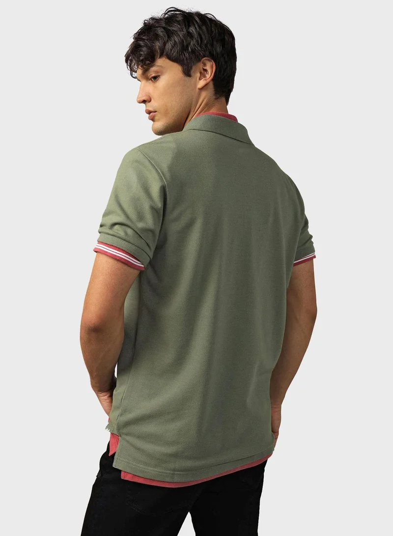 American Eagle Embroidered Logo Polo T-shirt