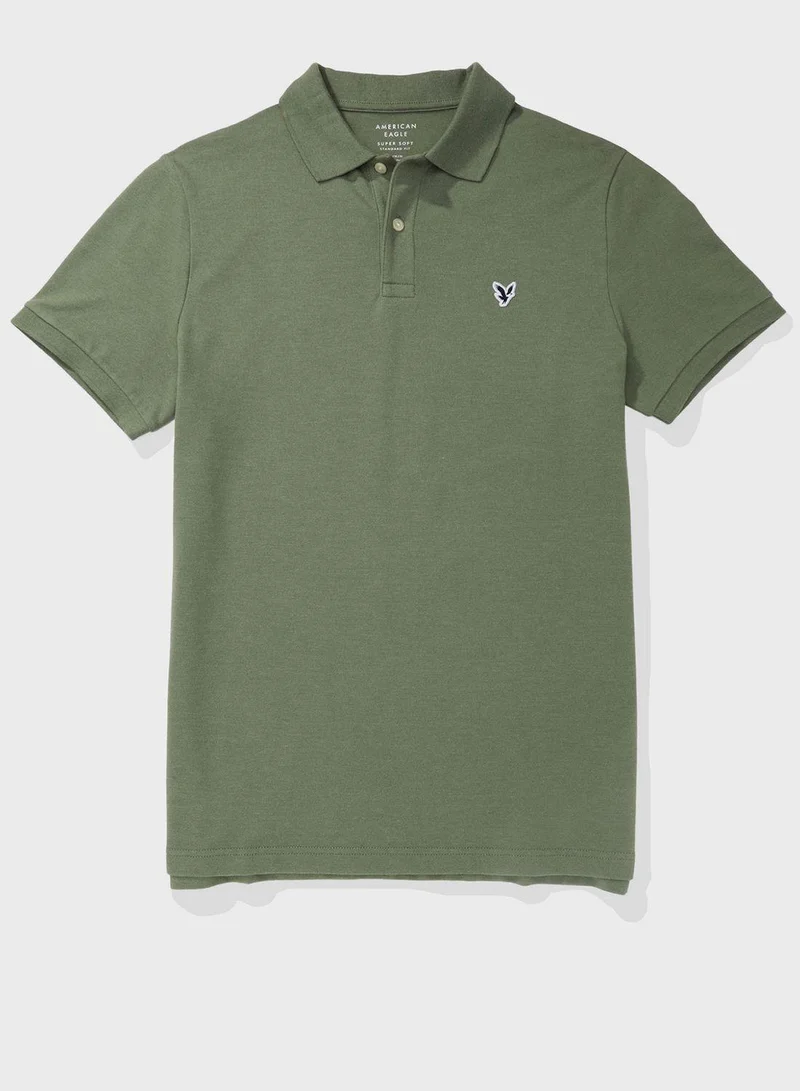 American Eagle Embroidered Logo Polo T-shirt