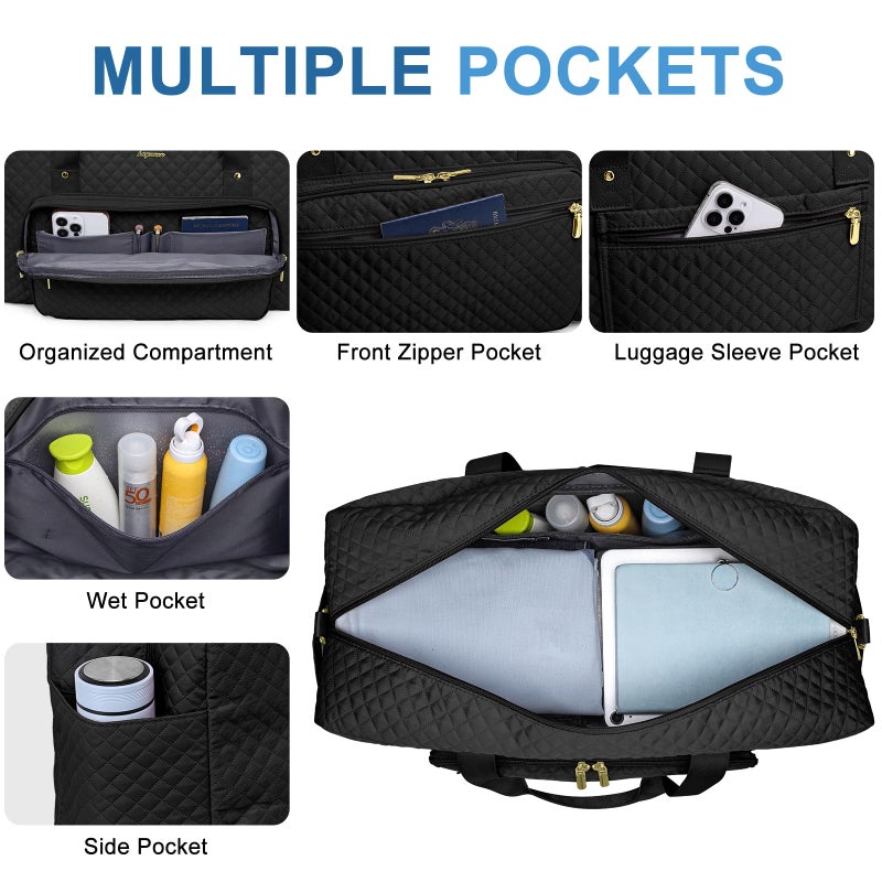 bagswan Large Weekender Travel Duffle Bag - With Shoe Compartment Weekender Bags for Womens Carry on Overnight Bag with Toiletry Bag Gym Duffel Bags with Wet Pocket Hospital Bags for Women Labor and Delivery - Image 4