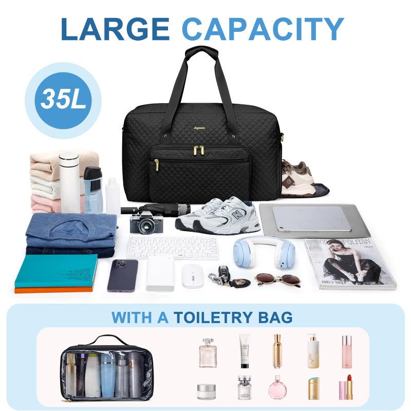 bagswan Large Weekender Travel Duffle Bag - With Shoe Compartment Weekender Bags for Womens Carry on Overnight Bag with Toiletry Bag Gym Duffel Bags with Wet Pocket Hospital Bags for Women Labor and Delivery - Image 3