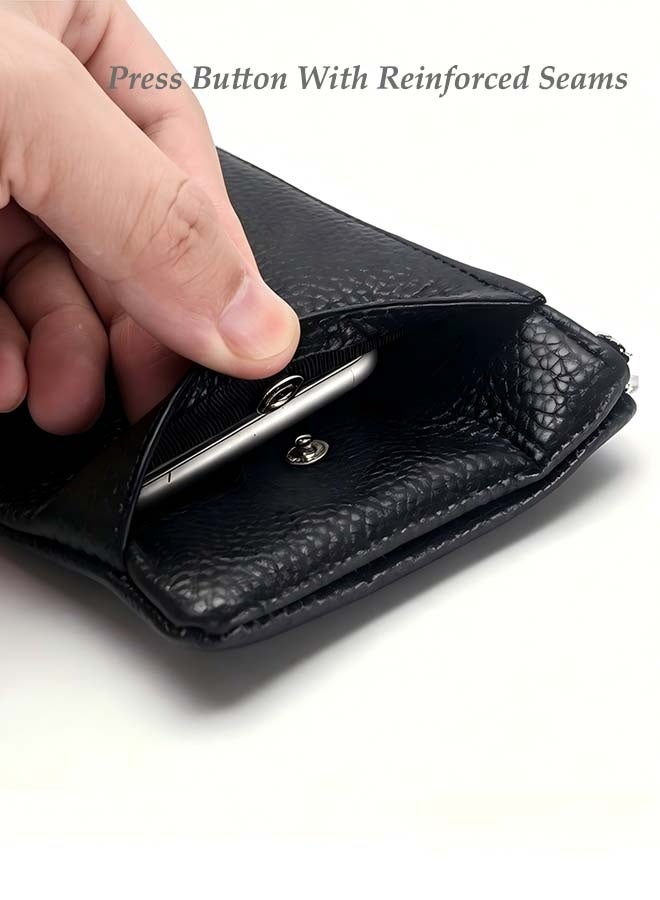 baellerry 1pc Men'S First Layer Cowhide Super Large Capacity Mobile Phone Wallet, Genuine Leather Lychee Pattern Business Wallet, Easy And Practical Men'S Bag, Large Capacity Zipper Wallet, One Bag for Mobile Phone, Cash, Bank Cards - Image 5