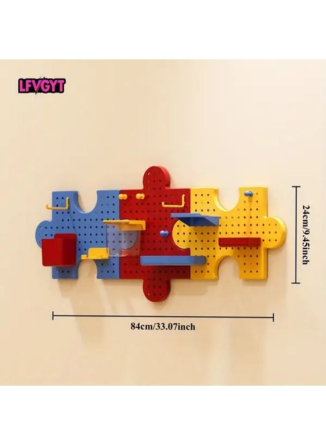 لوحة تنظيم الجدار متعددة الألوان مع خطاطيف ولوحات قابلة للتركيب معًا - Image 1