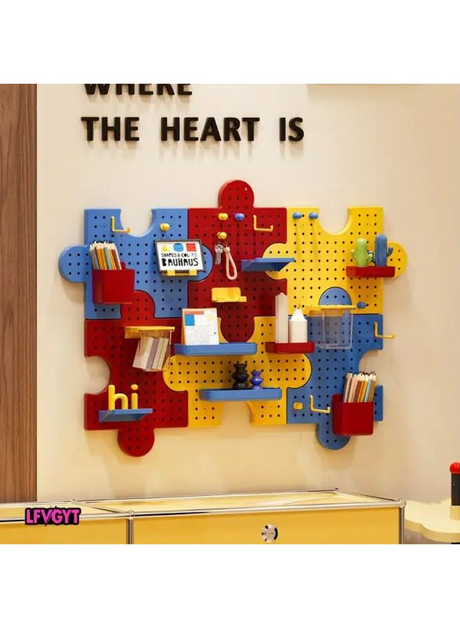 لوحة تنظيم الجدار متعددة الألوان مع خطاطيف ولوحات قابلة للتركيب معًا - Image 2