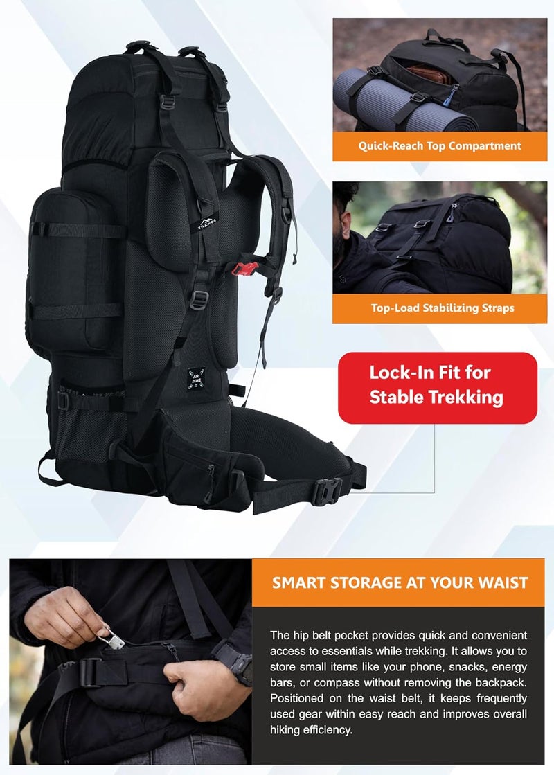 TRAWOC WILDWING 95L (80+15) Internal Frame Travel Backpack with Detachable Daypack/Camping Hiking Trekking Bag Large Rucksack for Men & Women - Image 5