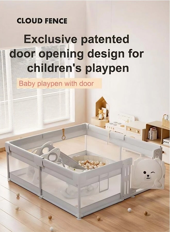 Vixplorn Baby playpen, cute and charming playpen, home safety playpen, suitable for infants and toddlers, extra large baby playpen, 180*200 cm, indoor and outdoor baby playpen, breathable mesh playpen, fall-proof playpen, safe playpen, suitable for toddlers. - Image 5